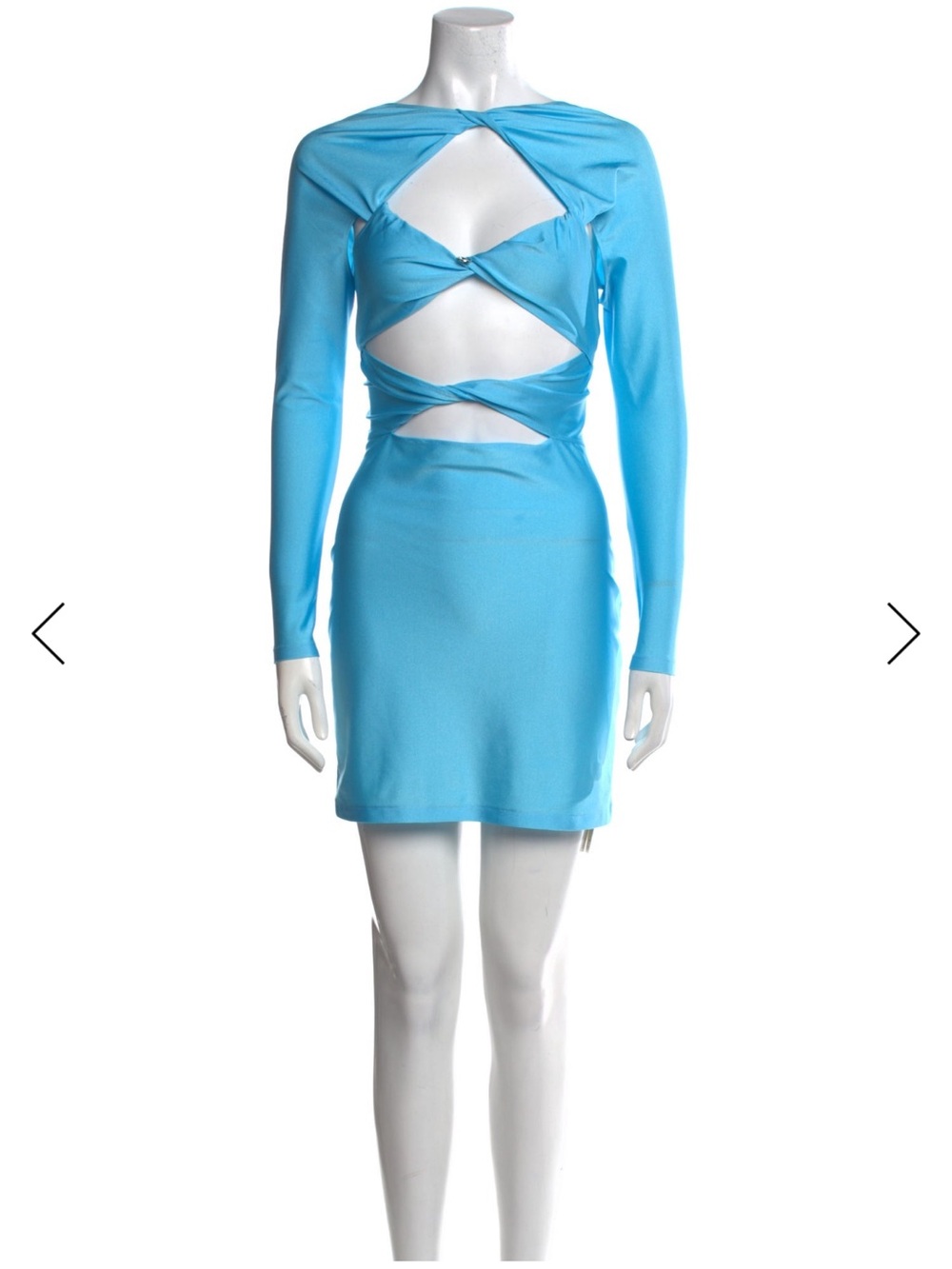 Coperni Turquoise Blue Cutout Long-Sleeve Mini Dress